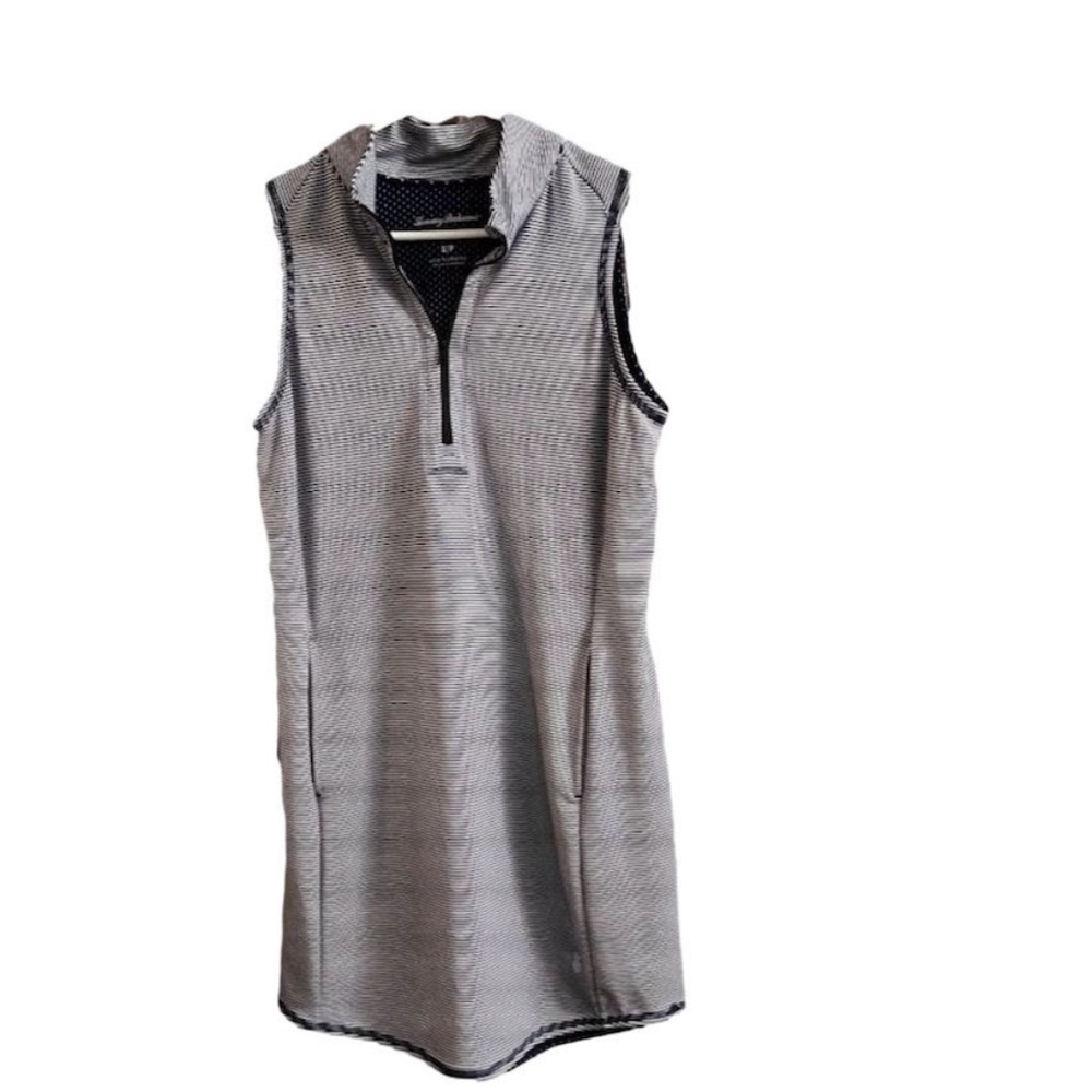Tommy Bahama Grey Striped High Neck Sleeveless Tank Top Womens Size Small Petite